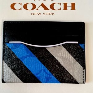 NWT Coach Slim Card Case With Stripe Print